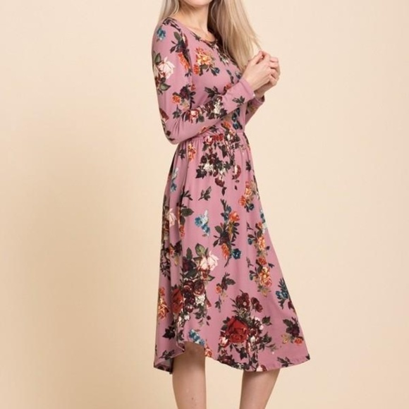 Mauve Floral Dress (clearance final price) - Picture 2 of 3